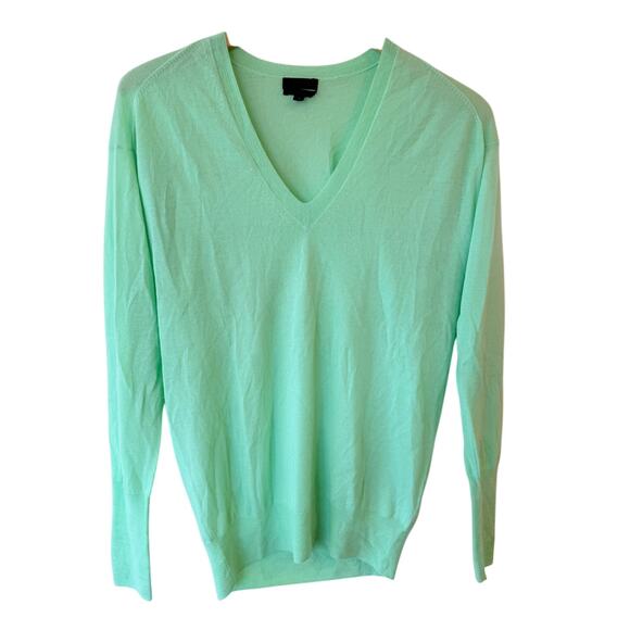 J.Crew Long Sleeve Cashmere V-Neck Pullover Sweater Green Women's Size Small
